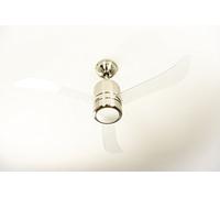 Ventilateur de plafond Loft Nickel / Transparent 112 cm avec éclairage et télécommande