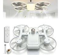 Ventilateur de plafond lumineux LED style drone, 3 modes de couleur réglables, E27 base, télécommande, tige d'extension, idéal pour la chambre, le salon ou le bureau (white)