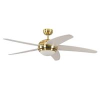 Ventilateur de plafond Melton Laiton / Blanc 132 cm avec éclairage et télécommande