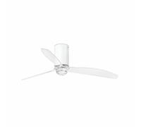 Ventilateur de plafond MINI TUBE FAN M LED 16W 3000K acier+verre blanc brillant H:32.4cm Ø128cm