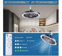 Ventilateur de Plafond - MOOHOP - 33x16 cm - Noir - Télécommande - Éclairage Réglable