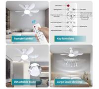 Ventilateur de plafond - MOOHOP - E27 - 3 vitesses - Lumière LED réglable - Installation facile