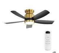 Ventilateur de plafond noir 5 pales ABS 42 pouces silencieux avec éclairage moteur réversible adapté petite pièce