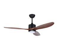 Ventilateur de plafond Ovalim 132 CM en noyer avec commande à distanc | de la lampe, Ventilateur de plafond intelligent à trois feuilles pour le salon