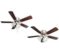 Ventilateur de plafond Pepeo Kisa Deluxe Nickel 105 cm pales Bois de rose / Noyer avec éclairage