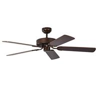 Ventilateur de plafond Pepeo Potkuri, sans éclairage, revêtement bronze antique, pâles de couleur acajou / osier