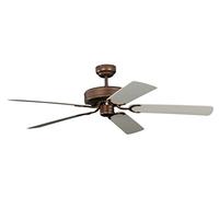 Ventilateur de plafond Pepeo Potkuri, sans éclairage, revêtement bronze antique, pâles de couleur blanc / osier