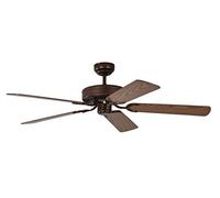 Ventilateur de plafond Pepeo Potkuri, sans éclairage, revêtement bronze antique, pâles de couleur chêne / osier