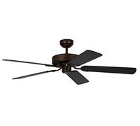 Ventilateur de plafond Pepeo Potkuri, sans éclairage, revêtement bronze antique, pâles de couleur noire