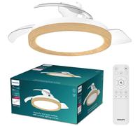 Ventilateur de Plafond avec Lumière Philips Bliss 28W+35W 6 Vitesses Pales Rétractables LED Silencieux Télécommande Fonction Hiver