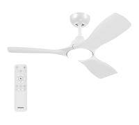 Ventilateur de plafond Philips Olas avec lampe LED, télécommande RF, 6 vitesses, flux d'air bidirectionnel, blanc