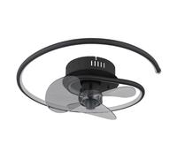 Ventilateur de plafond plafonnier lampe de salon lampe de chambre ventilateur de chambre, métal aluminium noir, télécommande dimmable CCT rotation droite/gauche, LED 30W 1660 Lm 2700-6500K, D 45 cm