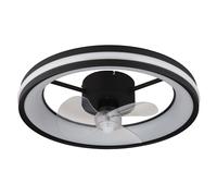 Ventilateur de plafond plafonnier salon lumière salle à manger lumière chambre lampe, métal plastique noir, télécommande dimmable rotation droite/gauche, LED 30W 2215Lm 2700-6500K, D 49,5 cm