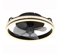 Ventilateur de plafond plafonnier salon lumière ventilateur de pièce, métal noir, télécommande dimmable CCT rotation droite/gauche, LED 29W 1100 Lm 2700-6500K, D 45 cm