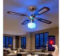 Ventilateur de Plafond Plafonnier Smart LED Sprach App Couleur Dimmable D 105 CM
