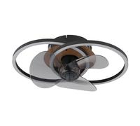 Ventilateur de plafond plafonnier ventilateur de pièce lampe de salon, métal aluminium aspect bois noir, télécommande dimmable CCT rotation droite/gauche, LED 24W 490Lm 2700-6500K, L 42cm