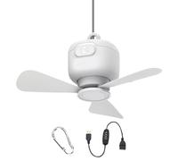 Ventilateur de plafond portable pour tente à suspendre à 3 vitesses | Ventilateur USB à suspendre pour serre, camping, randonnée, extérieur, terrasse, plage, cour, porche, tonnelle