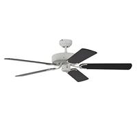 Ventilateur de plafond Potkuri de Pepeo sans éclairage, blanc laqué, pâles réversibles noires / noires rayées, 132 cm