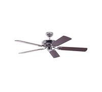 Ventilateur de plafond Potkuri de Pepeo sans éclairage, en acier, pâles réversibles acajou / acajou-osier, 132 cm