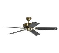 Ventilateur de plafond Potkuri Laiton antique / Noir 132 cm avec chainette