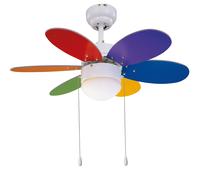Ventilateur de plafond Rainbow Color 76 cm avec éclairage Blanc