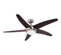 Ventilateur de plafond, refroidisseur de pièce, plafonnier, ventilateur de lampe de salon avec télécommande, marron argent, 3 vitesses, 1x E14, 132 cm