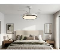 Ventilateur de plafond rétractable noir et blanc avec lumière LED 3 tonalités réglables et minuteur CEILY BRISE WB Purline