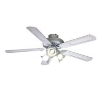 Farelek Baleares Ventilateur de Plafond Réversible Ø 132 cm - 5 Pales Blanches/Cannées avec Éclairage 3 Tulipes E27 60W