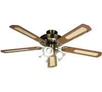 Ventilateur de plafond réversible FARELEK BALEARES - Ø 132 cm, 5 pales noyer / cannées + éclairage 3 tulipes 60 W E27
