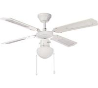 Ventilateur de plafond réversible FARELEK BALI - Ø 107 cm, 4 pales blanches / cannées blanches + éclairage - 112420