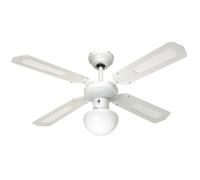 Farelek - Ventilateur de Plafond Bali Réversible 4 Pales avec Éclairage - Ø 107 cm - Pales et Cannées Blanches - 112420