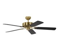 Ventilateur de plafond sans éclairage Potkuri Laiton Satiné, lames réversibles Noir ou Noir rayé, 132 cm