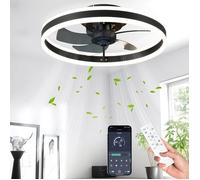 Ventilateur de plafond silencieux 50 cm avec LED dimmable, télécommande, 6 vitesses & sens inverse, 3 couleurs