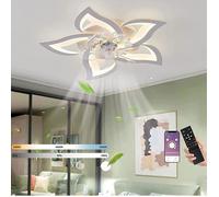 Ventilateur De Plafond Silencieux à LED, Plafonnier De Chambre à Coucher 50W, Avec Télécommande Et Lampe à Intensité Variable APP