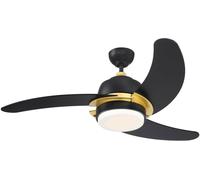 Ventilateur de plafond Simone Noir 122 cm avec éclairage LED et chainettes