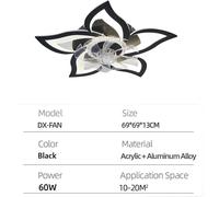 Ventilateur de plafond, Smart Control, température de couleur réglable, noir, 5 pales