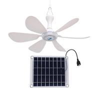 Ventilateur de plafond solaire extérieur 10 W USB monocristallin | Tonnelle solaire d'extérieur de 41,9 cm, ventilateur pour terrasse, camping, tente, poulailler, serre, abri de jardin