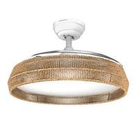 Taurus Ventilateur de plafond FA006L 107 cm LED 40W/36W programmable avec télécommande Blanc/Bois