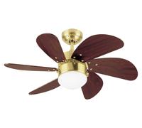 Ventilateur de plafond Turbo Swirl Laiton 76 cm avec éclairage et chainettes