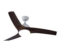 Ventilateur de plafond Ventilateur de plafond Ventilateur en bois Télécommande, CCT Timer 3 niveaux, métal MDF imitation bois brun verre opalin, 1x LED 15W 1500Lm, DxH 132x35cm