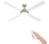 Ventilateur de plafond vidaXL avec éclairage et télécommande, Ø 130 cm, blanc