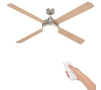 Ventilateur de plafond vidaXL avec éclairage et télécommande, Ø 130 cm, Sonoma