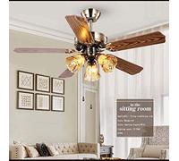 Ventilateur de Plafond Vintage avec kit d'éclairage Lustre 52 Pouces Pale de Ventilateur en Bois, Ventilateurs de Plafond Classiques Vitesse du Vent réglable pour Salle à Manger Chambre Salon