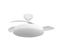 Ventilateur de Plafond Yatek Rubia Blanc avec Pales Rétractables LED 60W 6980 lm Moteur DC Silencieux 6 Vitesses Télécommande Minuterie 107 cm