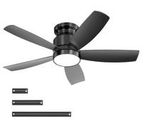 Ventilateur de plafond Zimilo 42 pouces avec éclairage LED 18 W à intensité variable, télécommande, 6 vitesses, moteur CC silencieux, réversible, 5 pales, noir