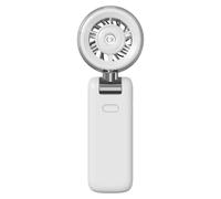 Ventilateur de poche - Mini-ventilateur pliable - 5 vitesses - Batterie lithium rechargeable - Silencieux - Écran numérique - Fonction brumisation - Blanc