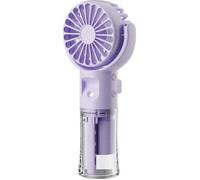 Ventilateur de poche rechargeable USB. 4 vitesses de ventilation. Réservoir d'eau de 20 ml (violet) inclus.
