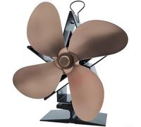 Ventilateur de Poêle 4 Lames Alimenté par la Chaleur pour Bois et Granulés - Silencieux pour aluminium Résistant Haute Température Économie d'Énergie Foyer(Bronze Color)