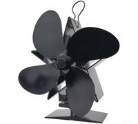 Ventilateur de Poêle 4 Lames Alimenté par la Chaleur pour Bois et Pellets - Silencieux en Aluminium Résistant 400°C Distribution Air 15x9x18cm(Black)