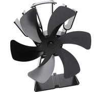 ventilateur de poêle 6 pales en alliage d'aluminium àmanuelle pour poêles à bois et bûches à granulés Noir